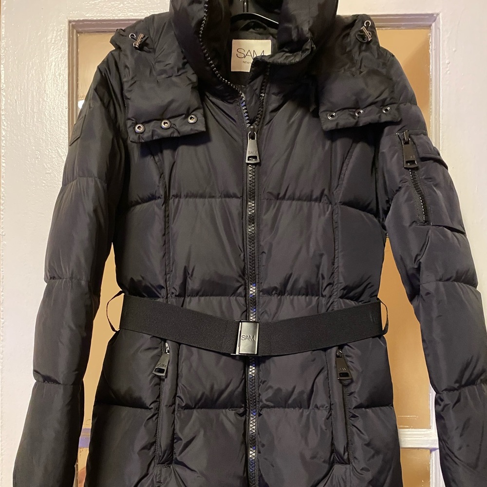 SAM. Quilted Hooded Coat. Not Glossy.